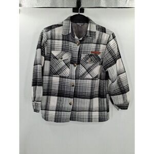 Simply Southern Womens Small Long Sleeve Button Up Shacket Sherpa‎ Lined Plaid